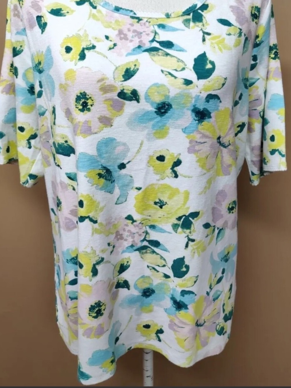 Time & Tru Elbow Length Floral Print Tunic